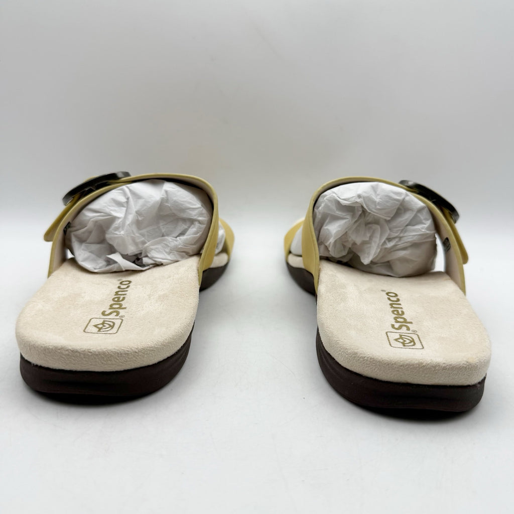 Spenco Womens Vista Slip On Sandals Size 7.5 WIDE Yellow Leather Comfort NIB