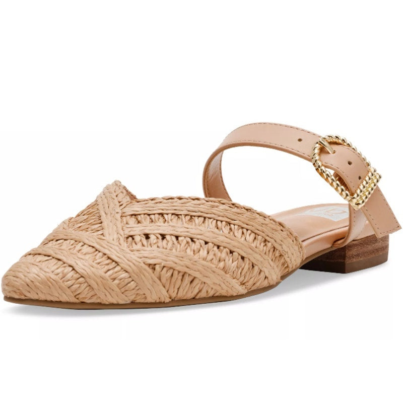 Dolce Vita Womens Domain Flat Mule US 9.5 Tan Natural Raffia Woven NWOB
