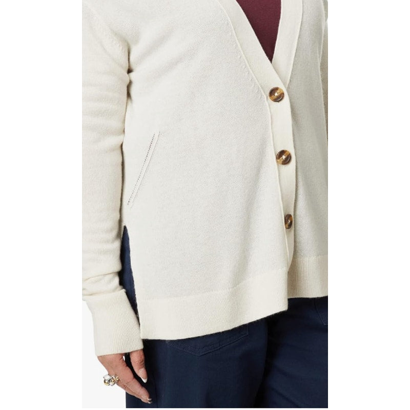LABEL Women's Go-To Cardigan Sweater Small Putty Beige Wool Cashmere V-Neck NWT