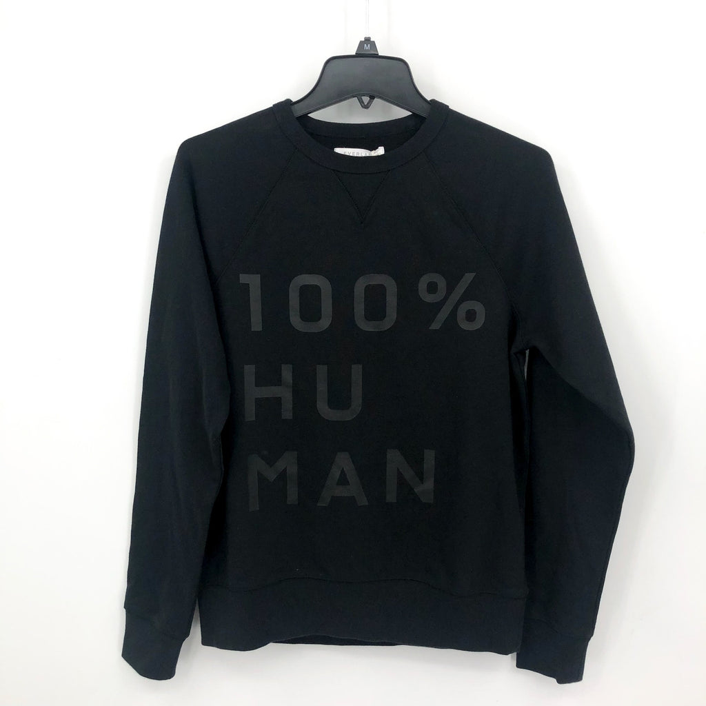 EVERLANE Unisex French Terry Sweatshirt XS Black 100% Human Typography NWT