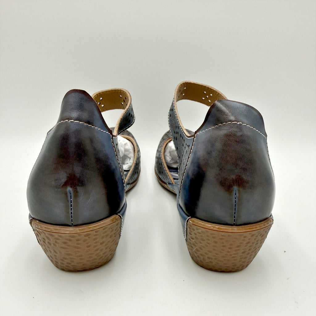 L'Artiste Womens Americana Sandals EU 41 US 9.5-10 Navy Blue Leather NIB