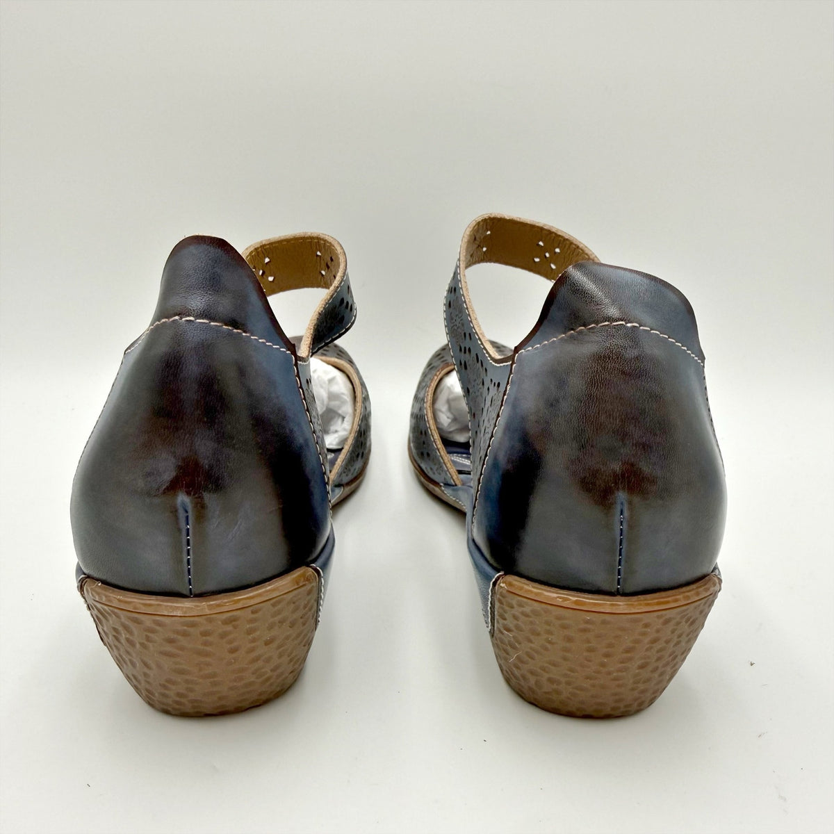 L'Artiste Womens Americana Sandals EU 41 US 9.5-10 Navy Blue Leather NIB