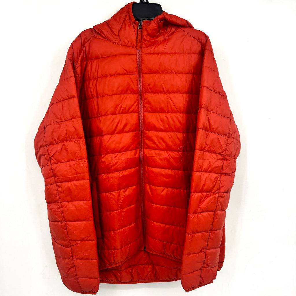 TSLA Mens Ascent Puffer Jacket Large Orange Red Lightweight Packable NWOT