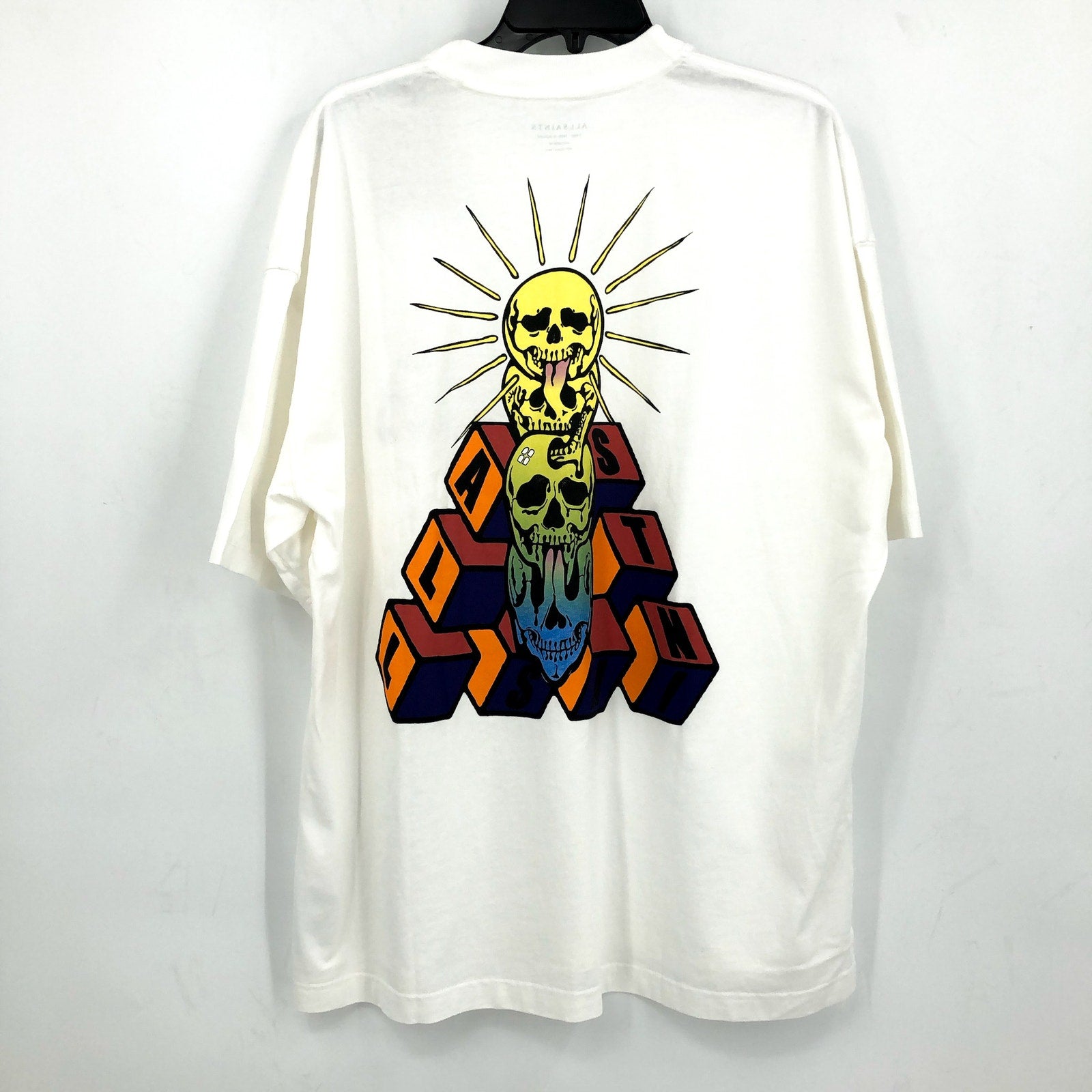 ALLSAINTS Men's Plateau Crew T-Shirt Large Optic White Multi Short Sleeve NWT