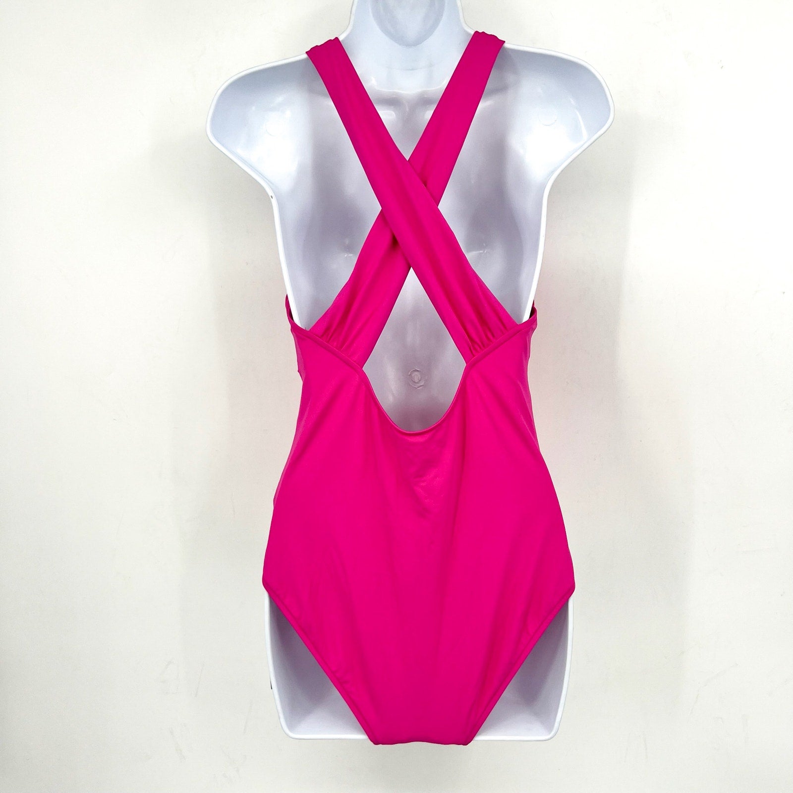 SEAFOLLY COLLECTIVE Cross Back One Piece Size 8 Hot Pink Plunge Neck NWT
