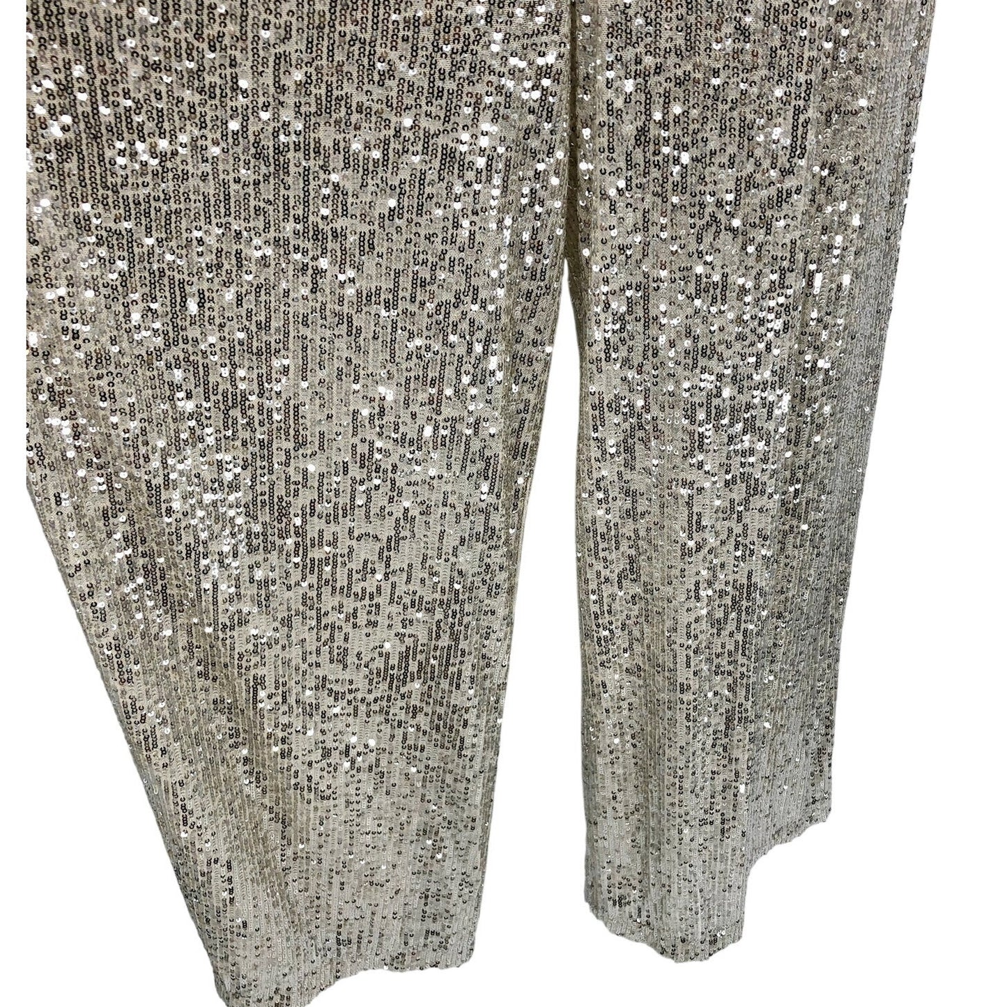 ELIZA J Women's Long Sleeve Sequin Wrap Jumpsuit Size 10 Ivory/White V Neck NWT