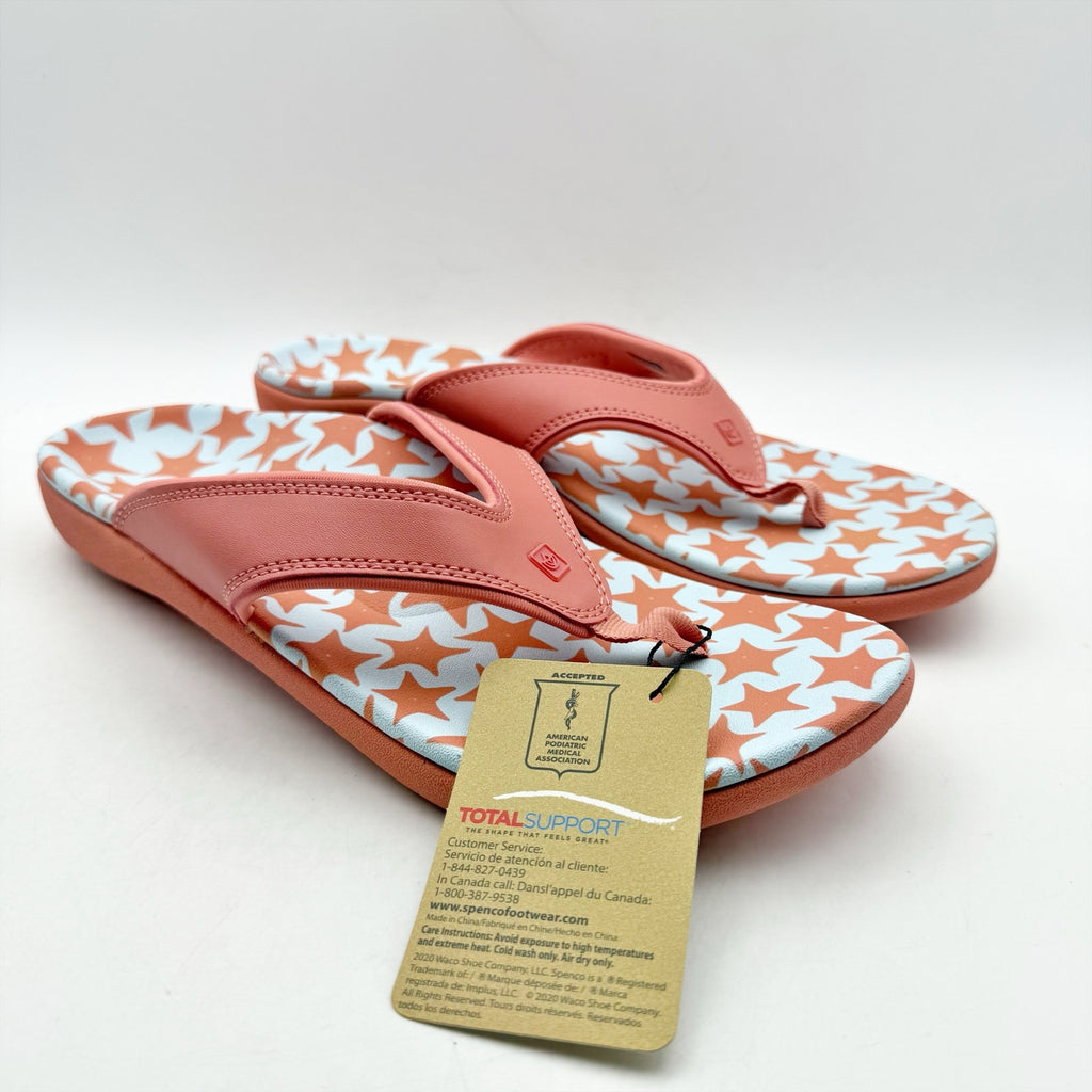 Spenco Womens Yumi Ocean Shell Thong Sandals US 12 Starfish Pink Flip Flops NWOB