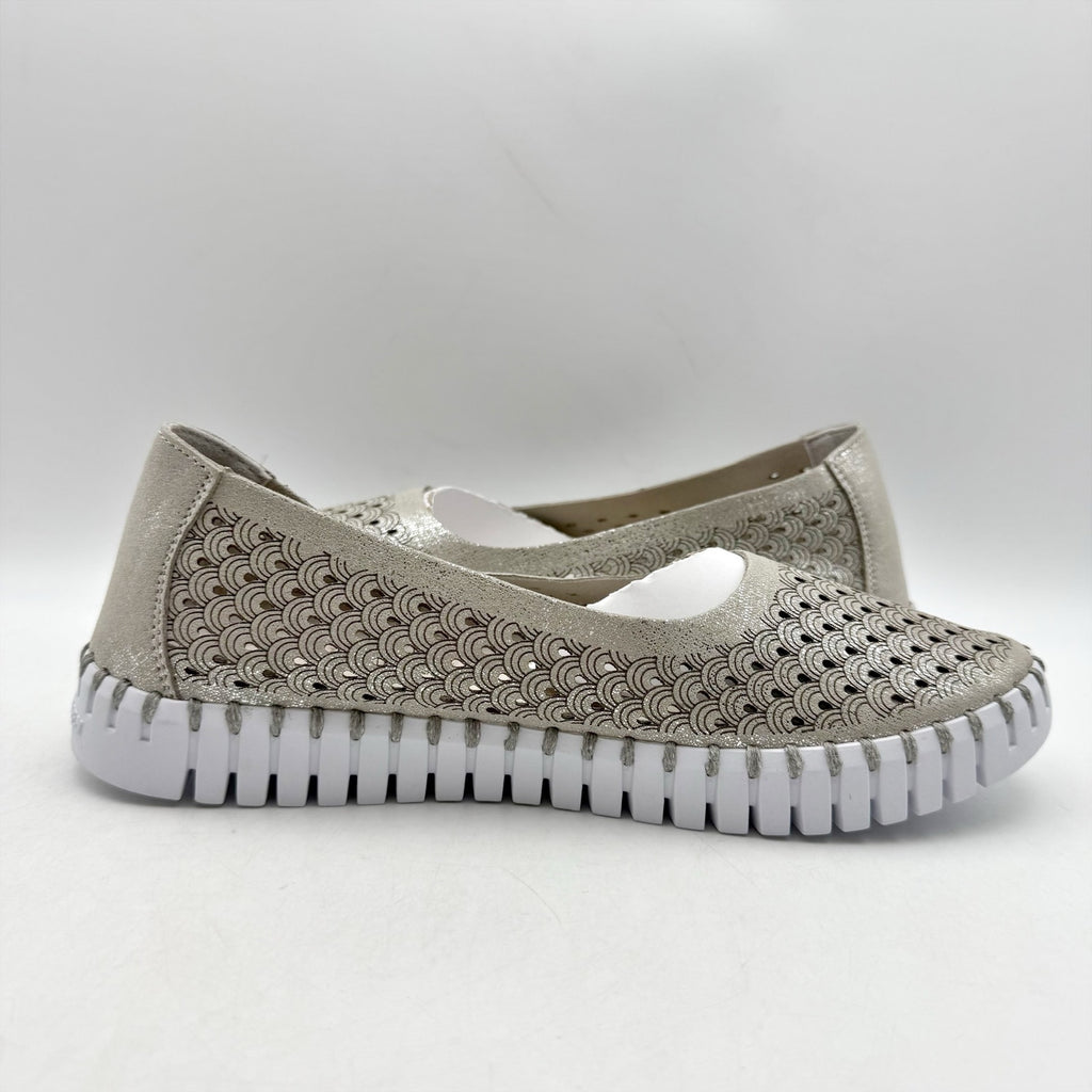 ILSE JACOBSEN Womens Tulip 0026 Ballet Flats EU 37 US 6 Silver Glitter NWOB