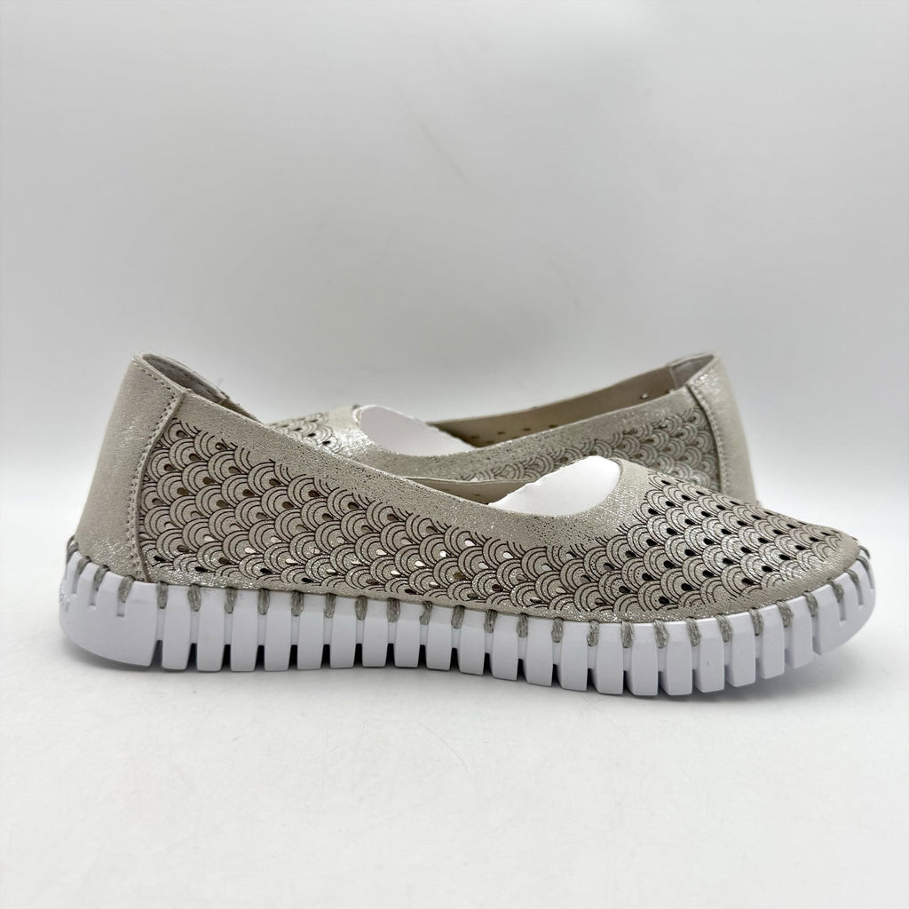 ILSE JACOBSEN Womens Tulip 0026 Ballet Flats EU 37 US 6 Silver Glitter NWOB