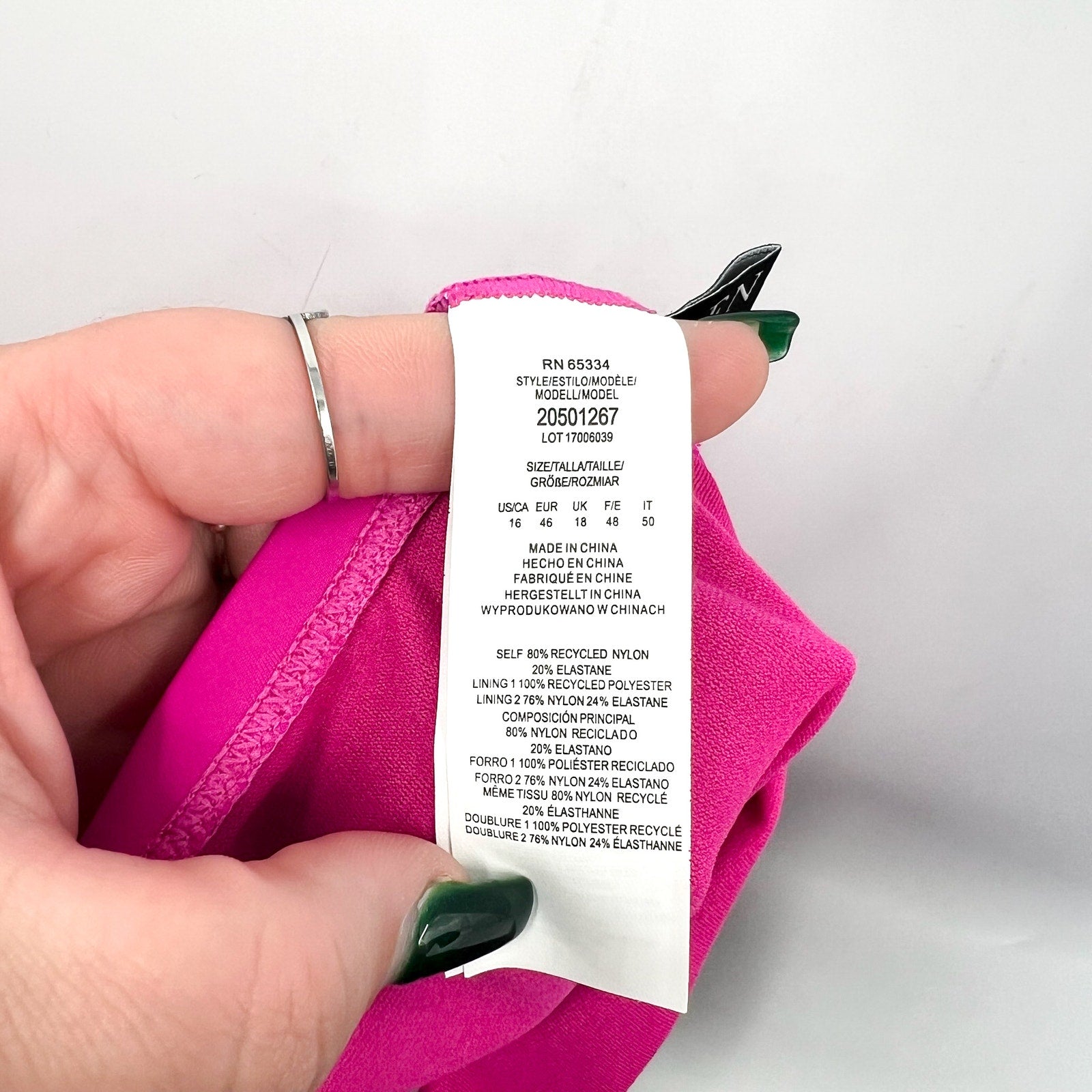 LAUREN RALPH LAUREN O-Ring One-Piece Swimsuit Size 16 Freesia Pink High-Neck NWT