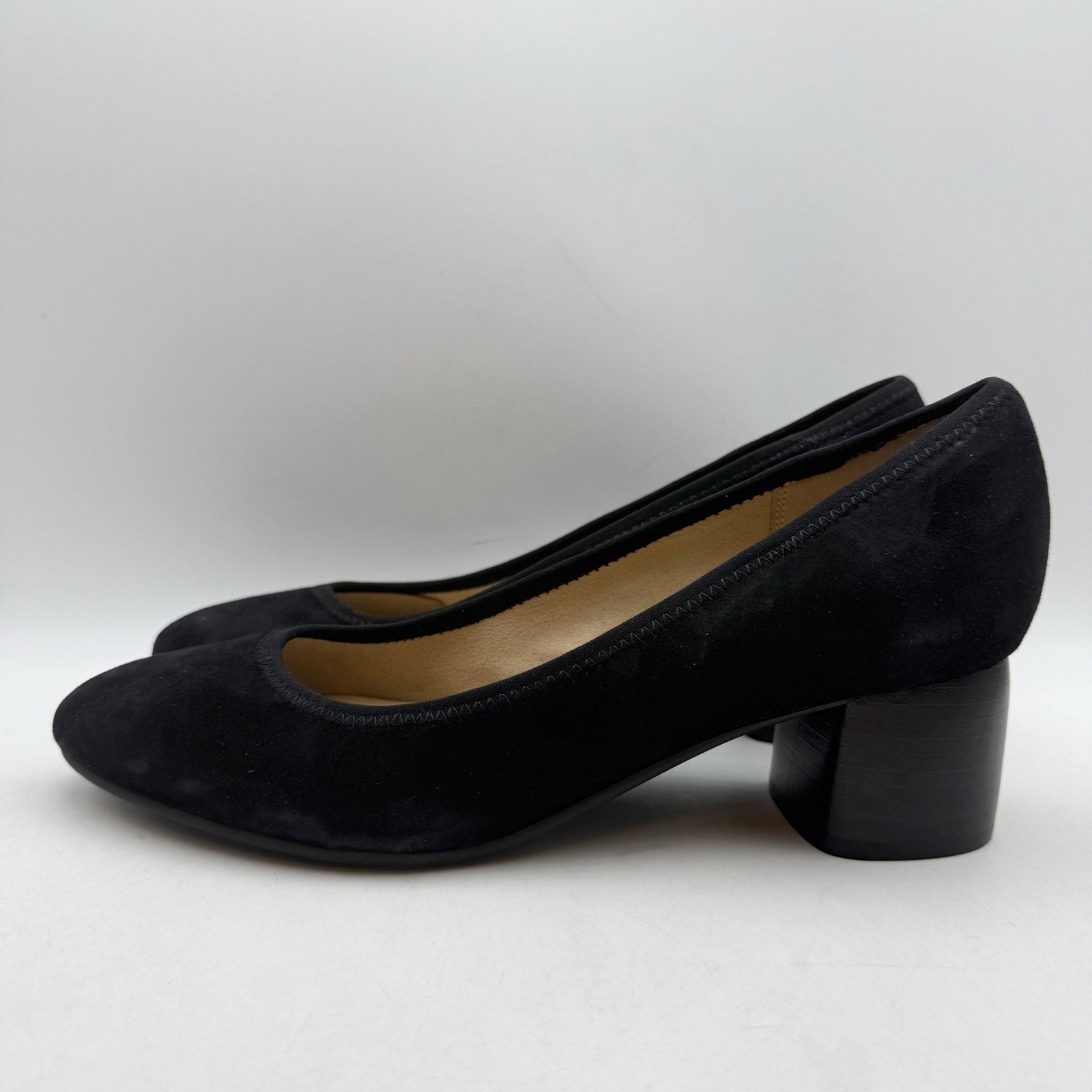 Earth Womens Rellia Pumps Size 10 WIDE Black Suede Slip On Heels NWOB