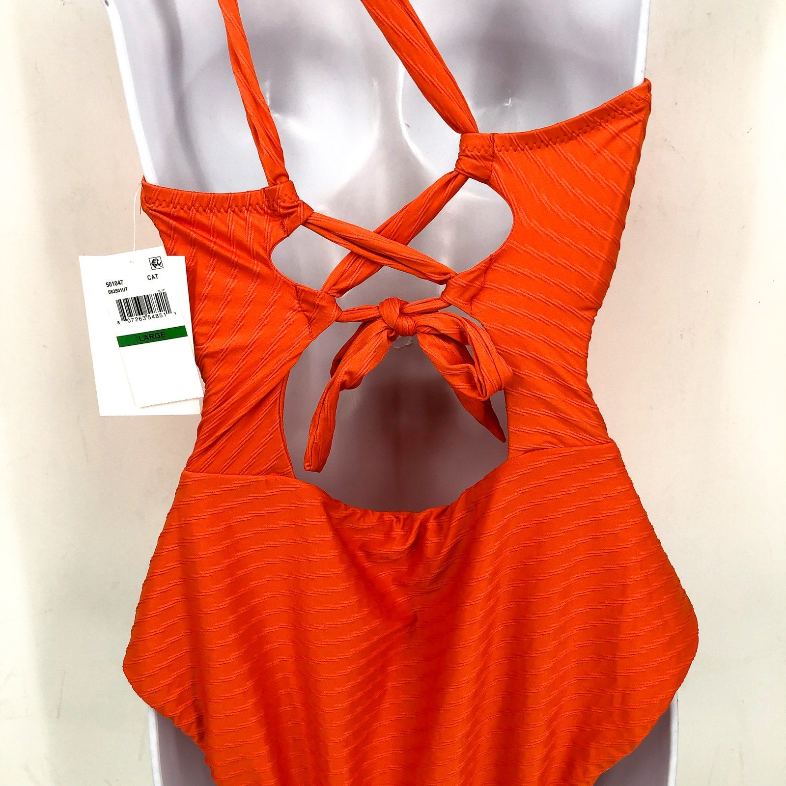 BECCA Women's Catalonia One Piece Swimsuit Large Carrot Orange Asymmetrical