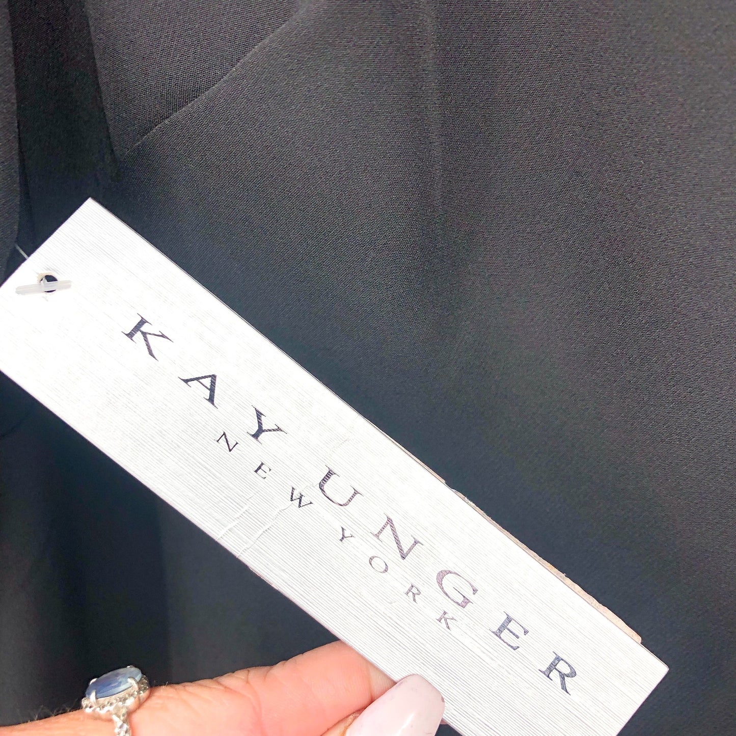 KAY UNGER Women's Davina Maxi Walk Thru Jumpsuit Size 16 Black Formal NWT