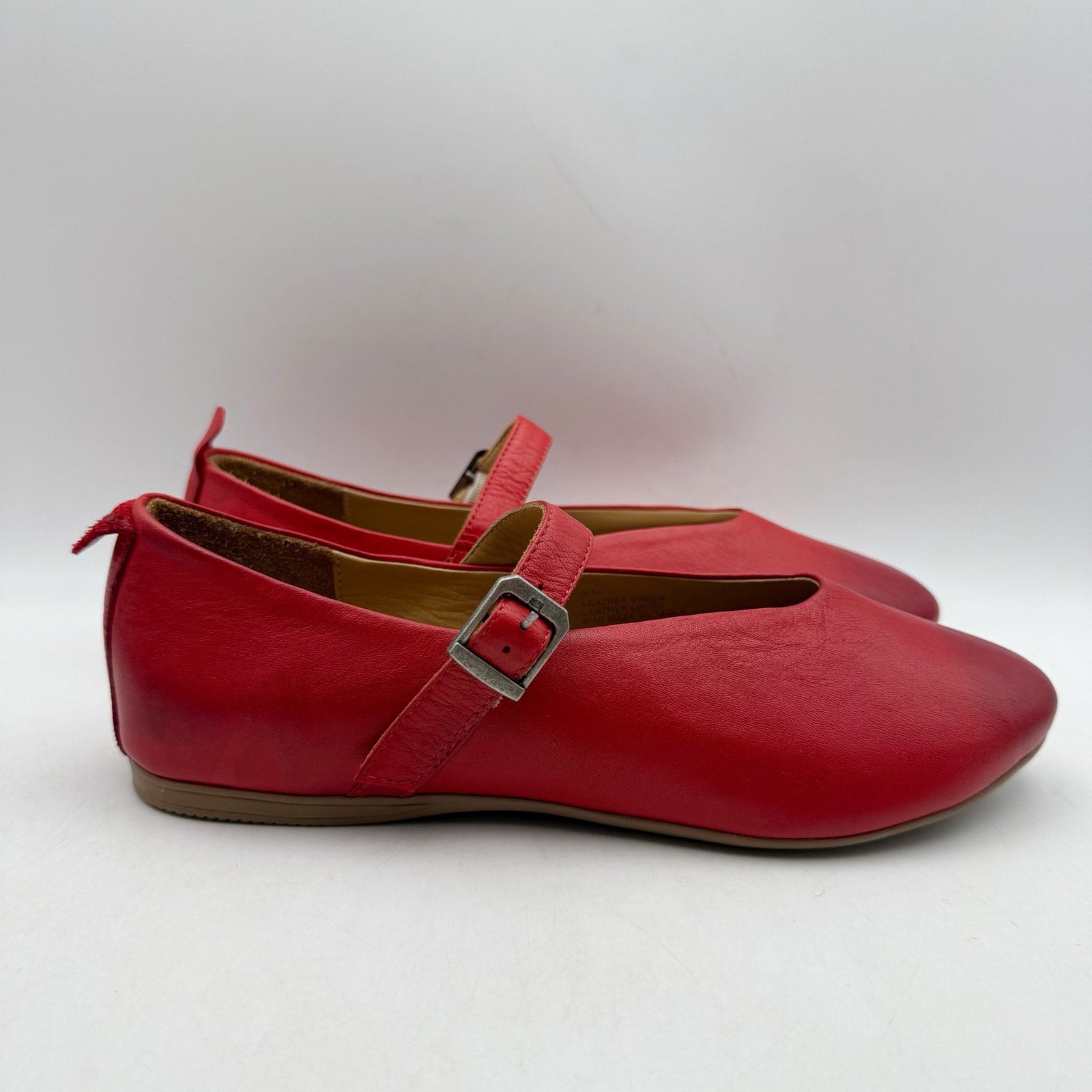 Miz Mooz Womens Kiki Mary Jane Flats EU 38 US 7.5-8 Red Leather NIB