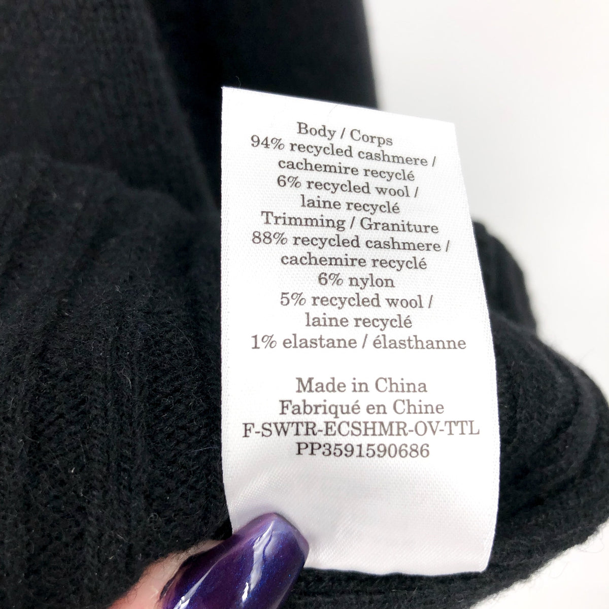Everlane Womens The Cashmere Oversized Turtleneck Sweater Large Core Black NWT