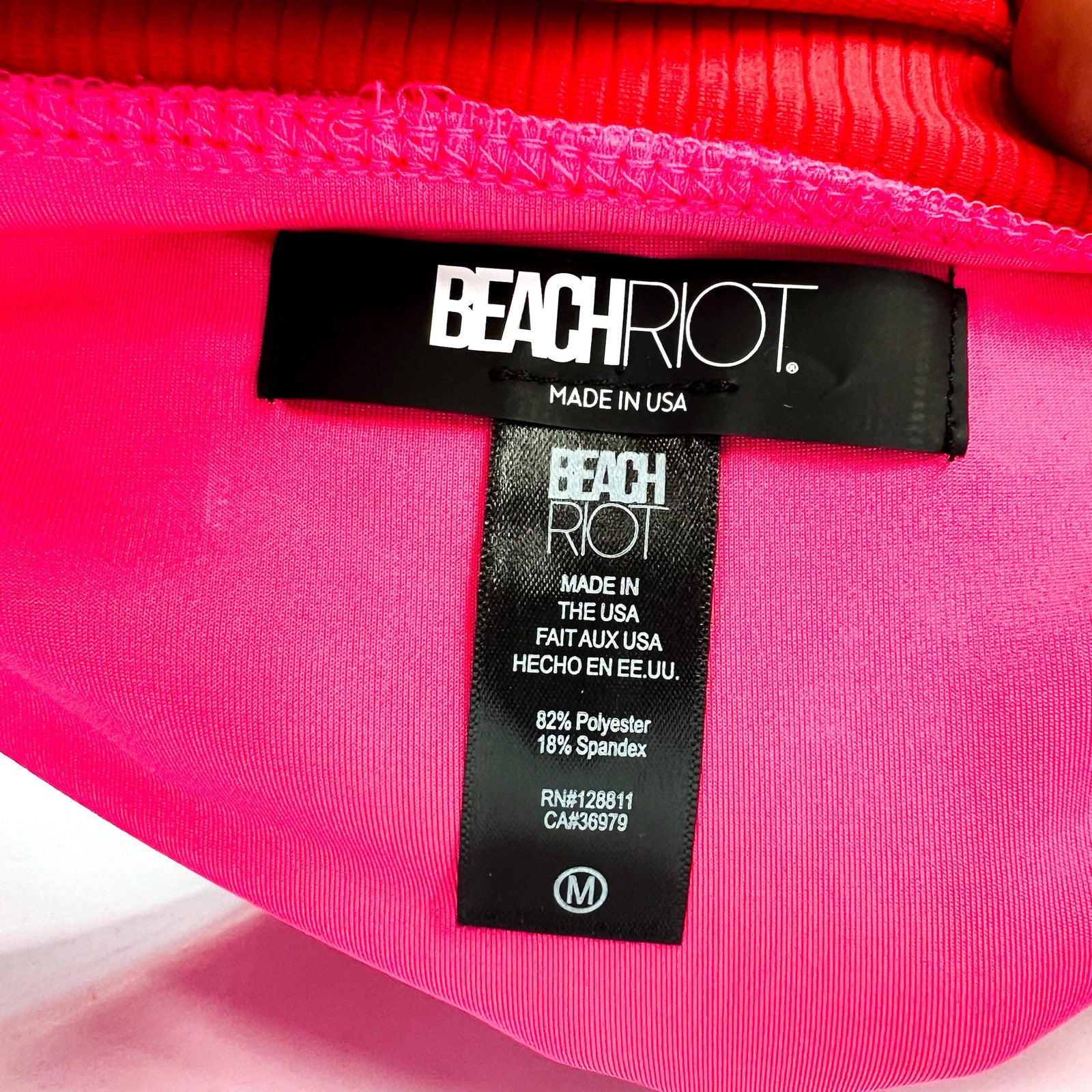 BEACH RIOT Emmy High Waist Bikini Bottom Medium Fuchsia Red Neon Pink NWOT
