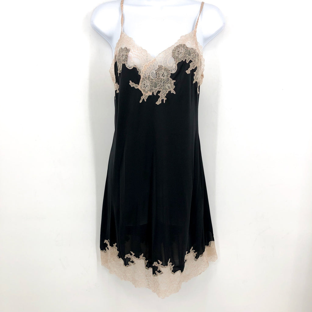 NATORI Women's Enchant Lace Trim Chemise Small Black Cafe Sleeveless NWT