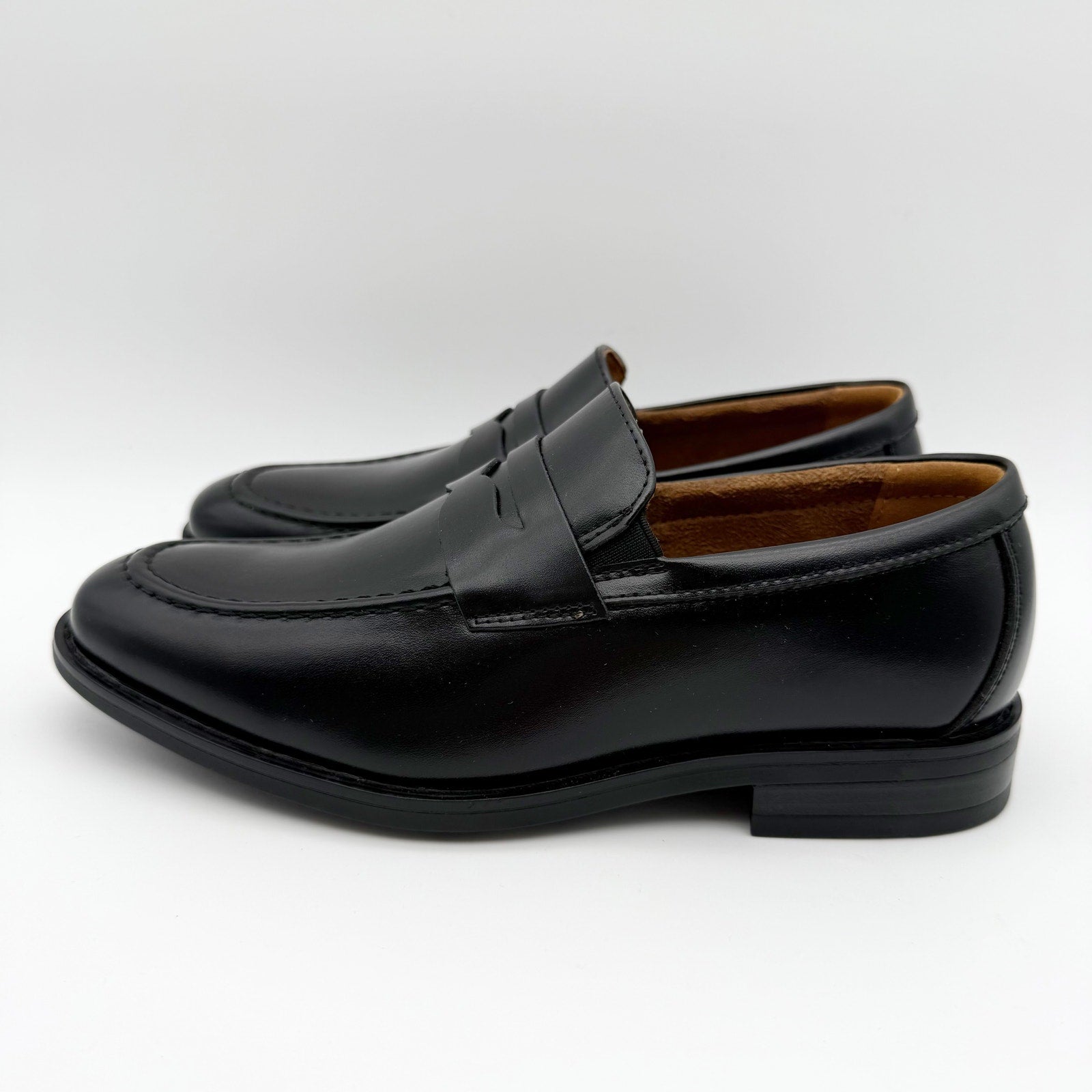 Florsheim Kids Boys Rucci Moc Toe Penny Loafers US 1.5 M Black Leather NIB