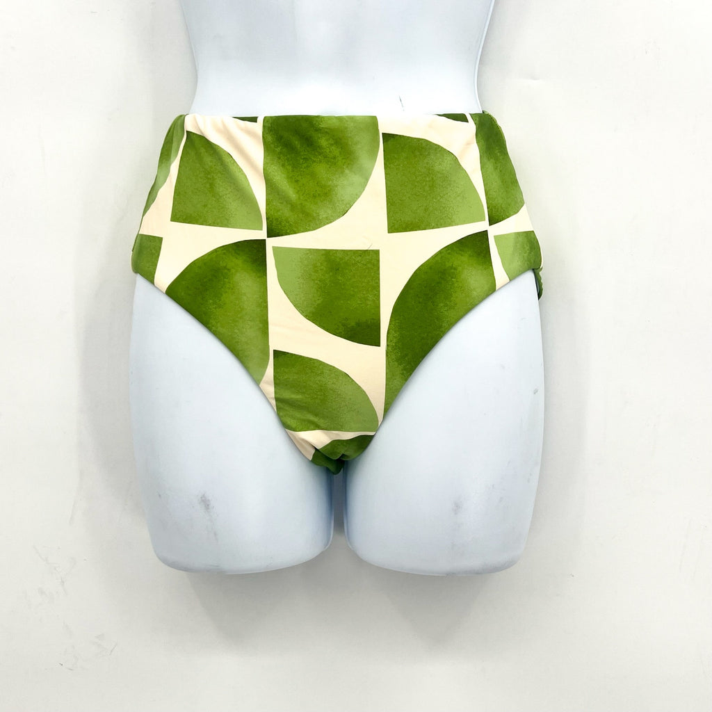 SEAFOLLY Women's Sunray Bikini Bottom Size 4 Green Sage Print High Waisted NWT