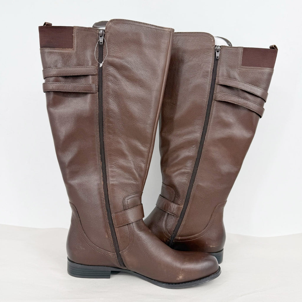 Naturalizer Womens Jessie Knee High Boots US 12 Wide WC Dark Brown Leather NWOB
