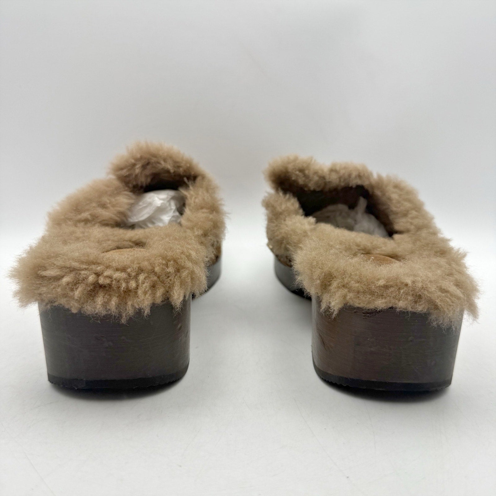 RE/DONE Womens 70s Studded Clogs EU 40 US 10 Cognac Brown Suede Shearling NWOB