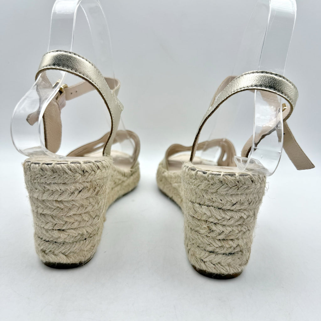 Eric Michael Womens Ruby Wedge Sandals EU 39 US 9 Gold Leather Espadrille NIB