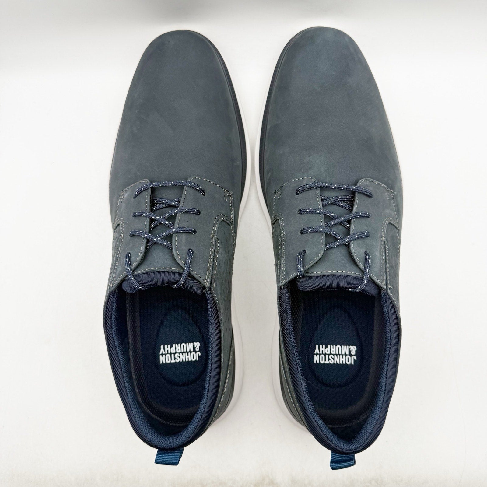 Johnston & Murphy Mens Jenkins Plain Toe Sneaker US 12 M Navy Nubuck Leather NIB