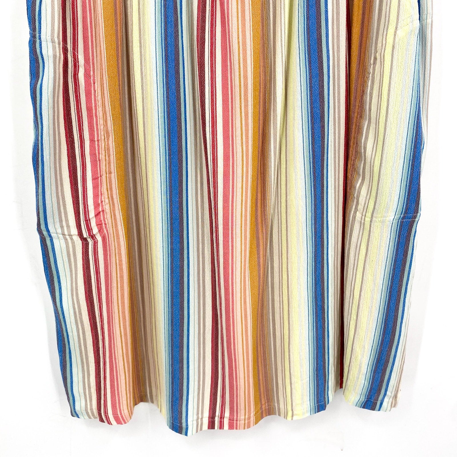 PRANA Women's Fernie Boho Dress Large Multi Baja Stripe Crisscross Cover Up NWT