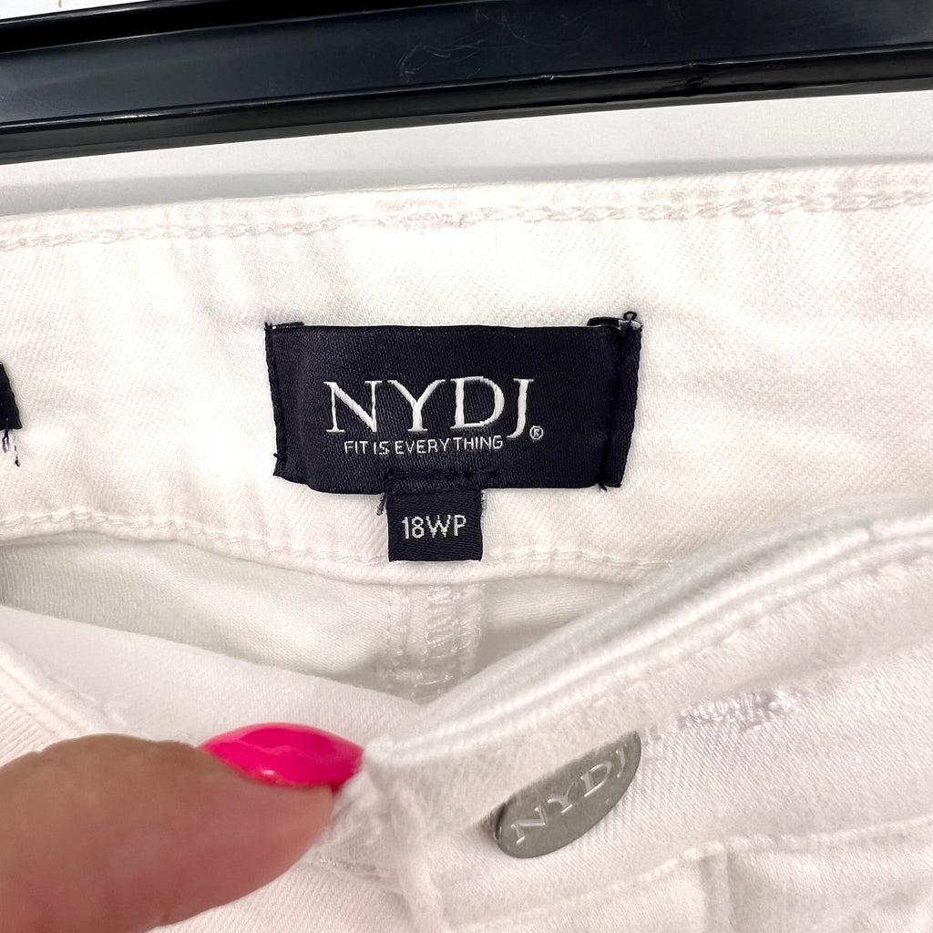 NYDJ Womens Ella Denim Shorts Size 18W PETITE Optic White 8" Inseam NWT