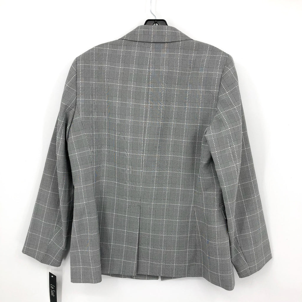 LE SUIT Women's Single Button Suit Jacket Size 12 Grey Black Plaid Blazer NWT