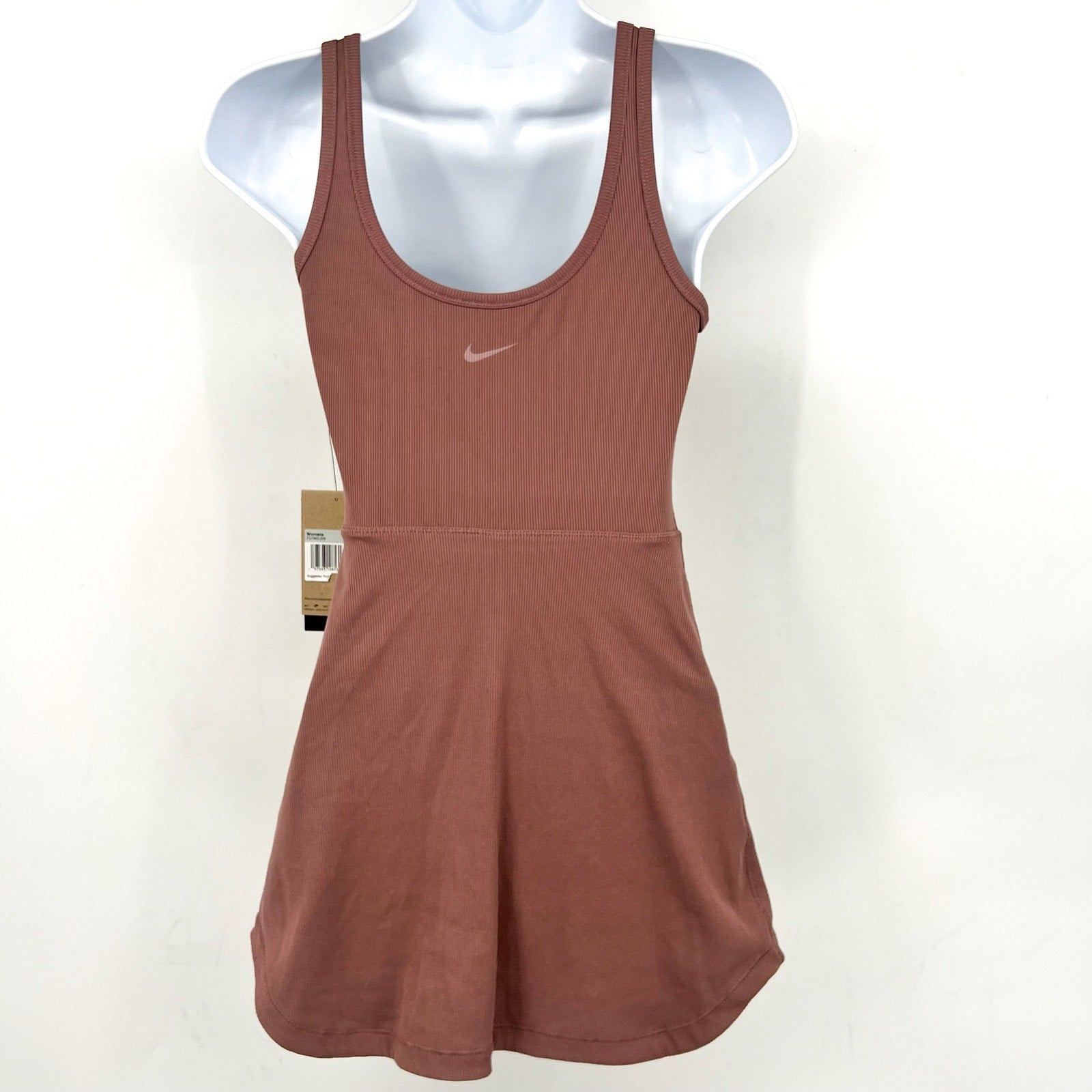 NIKE Women's One Dri-fit Scoop Neck Tank Dress XS Pink Smokey Mauve Skort NWT