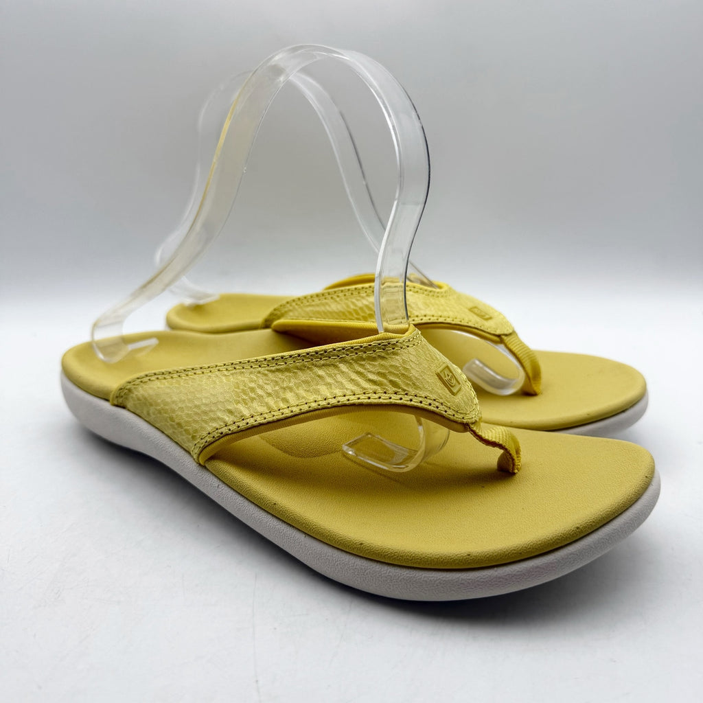 Spenco Womens Yumi Gecko Sandals US 8 WIDE Sundress Yellow Flip Flop NWOB