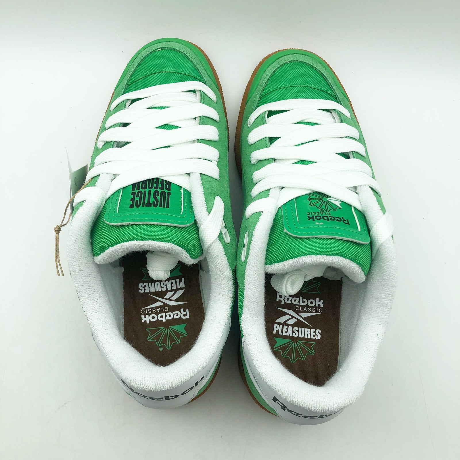 Reebok x Pleasures Club C Bulc Sneakers Mens 12 Green White Suede Casual NIB