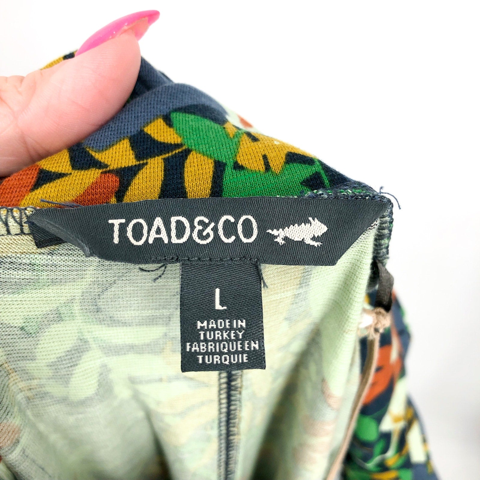 TOAD & CO Women's Chaka Wide Leg Pants Large Blue Midnight Floral Pull-On NWT