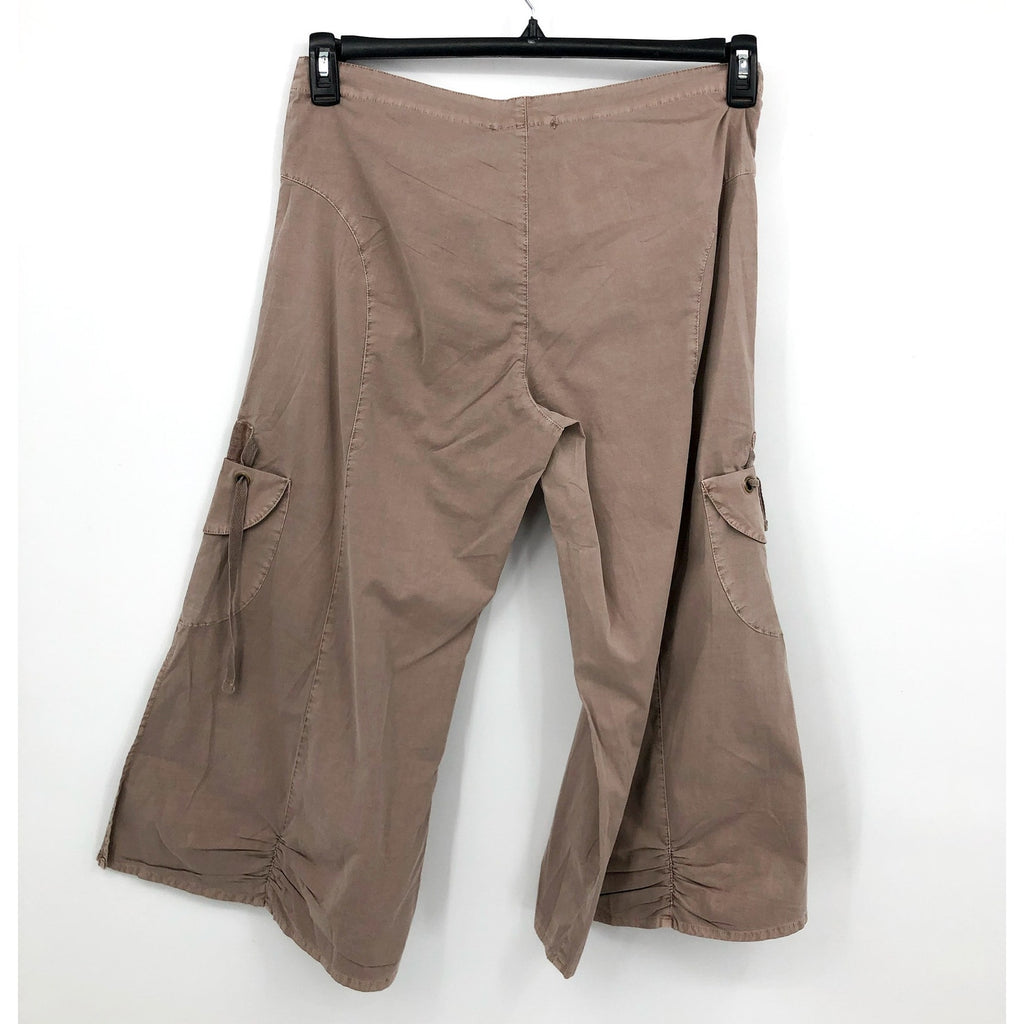 XCVI Women's Cargo Gaucho Crop Pants Large Beige Mink Lagenlook NWT