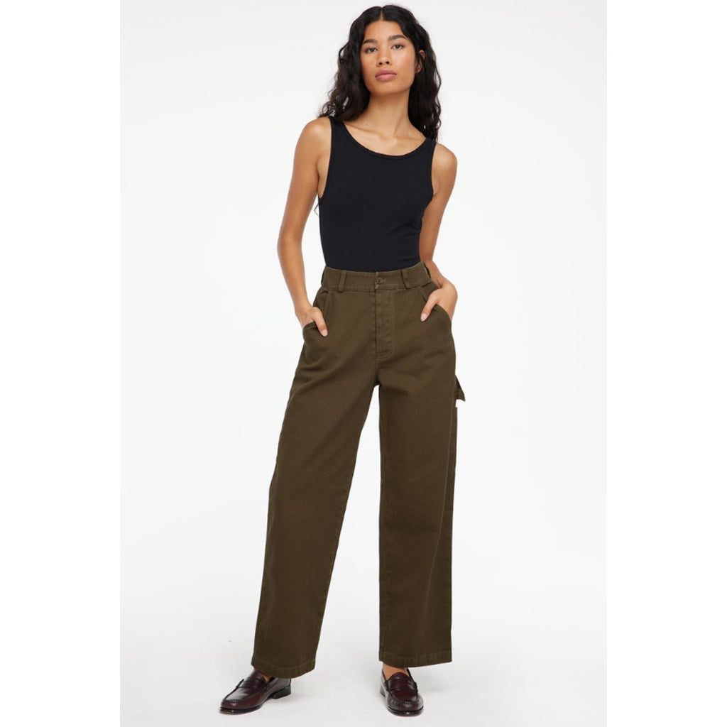 LACAUSA Women's Aiden Trouser Jeans Size 2 Green Brown Nori Wash Mid Rise NWT