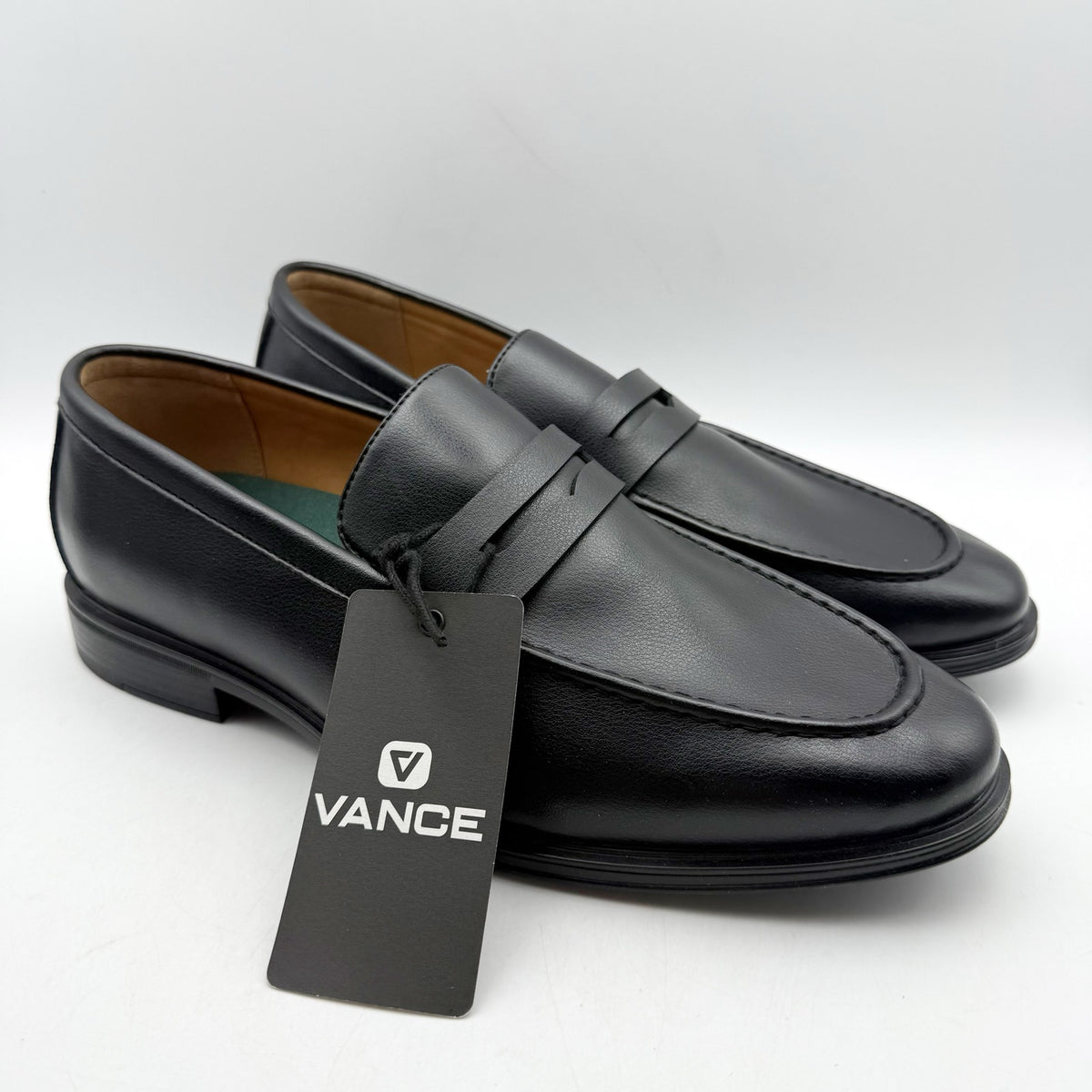 Vance Co. Mens Phineas Penny Loafers SIZE 11 WIDE EU 44 Black Leather NWOB