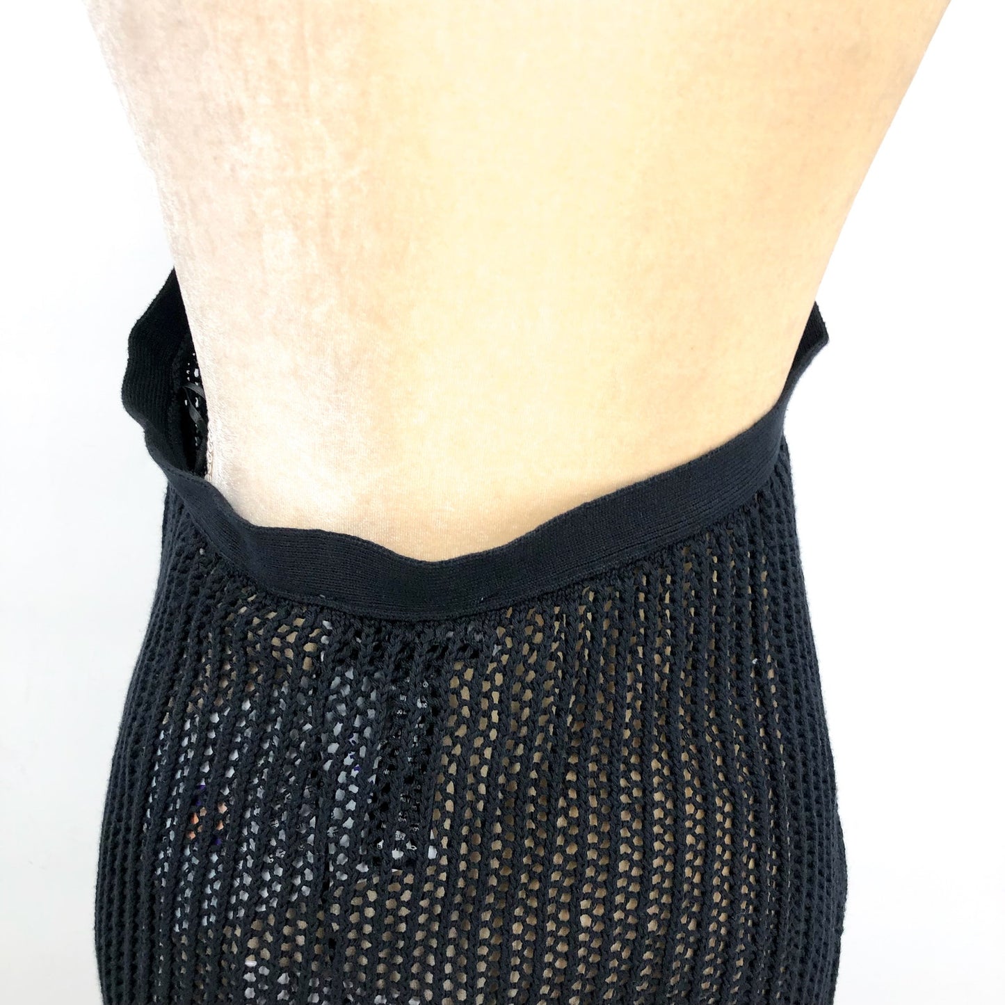 BEACH RIOT Womens Romee Halter Maxi Dress Cover Up Medium Black Open Knit NWT