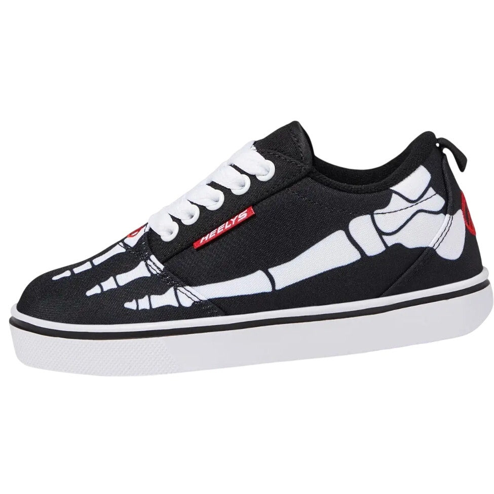 Heelys Kids Pro 20 Prints Skate Shoes US 3 EU 34 Black Canvas Skeleton Print EUC