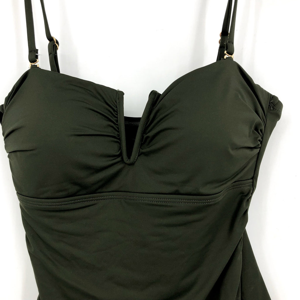 LAUREN RALPH LAUREN V Wire Bandini Swim Top Size 16 Olive Green Beach Club NWT