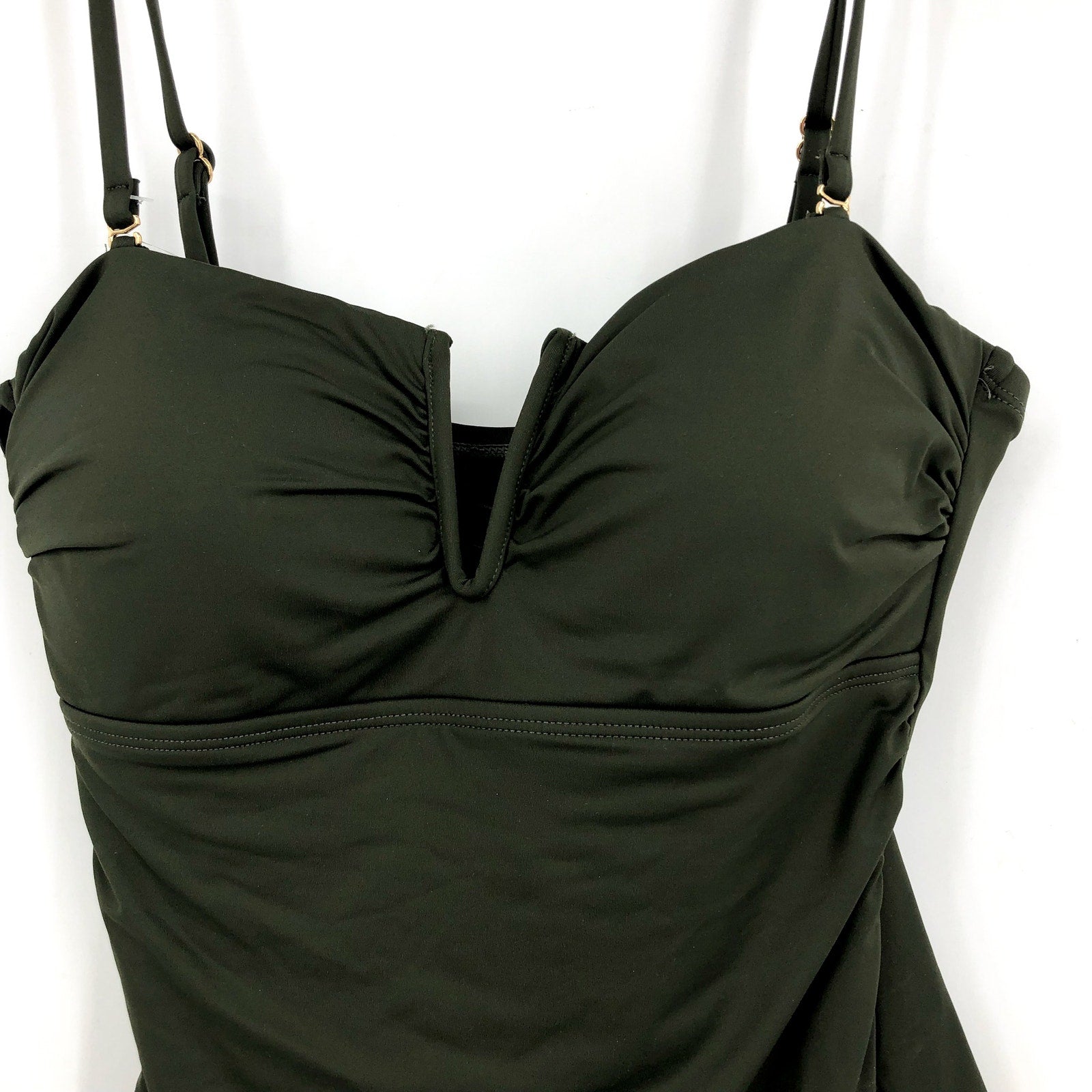 LAUREN RALPH LAUREN V Wire Bandini Swim Top Size 16 Olive Green Beach Club NWT