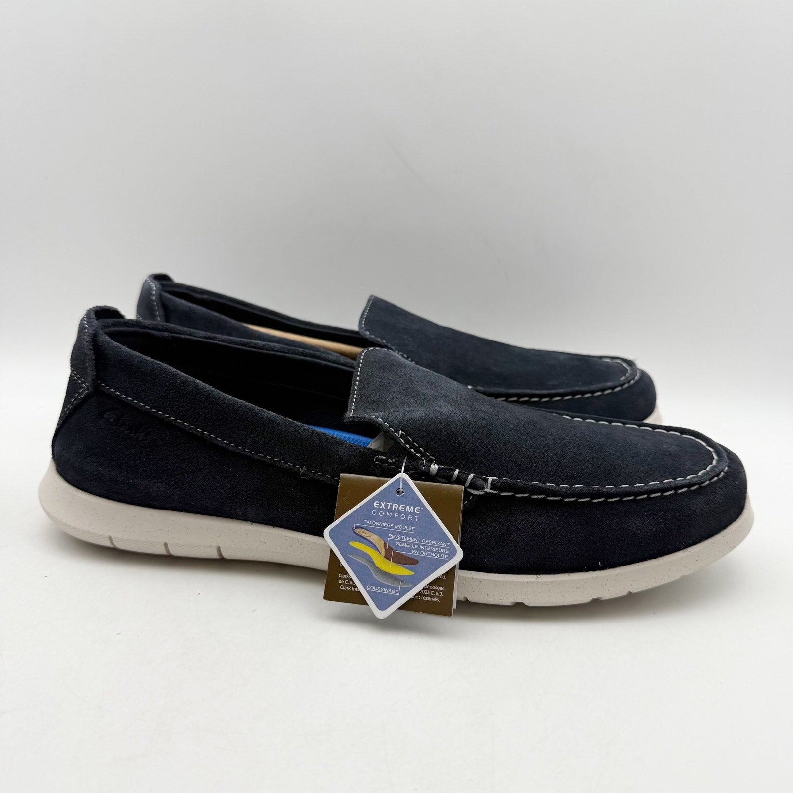 Clarks Mens Flexway Step Casual Sneakers US 8.5 EU 41.5 Navy Blue Suede NWOB