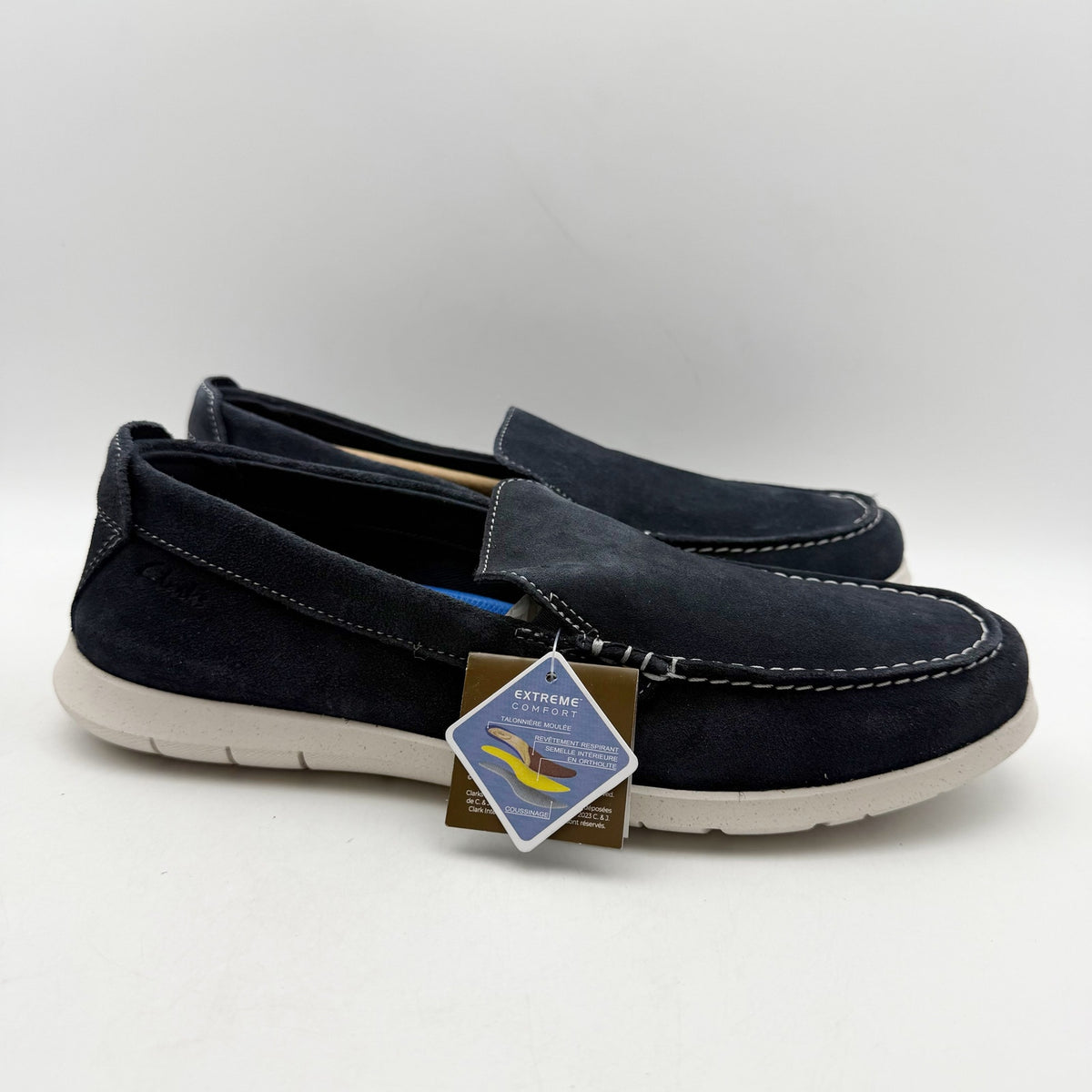 Clarks Mens Flexway Step Casual Sneakers Size 8.5 EU 41.5 Navy Blue Suede NWOB