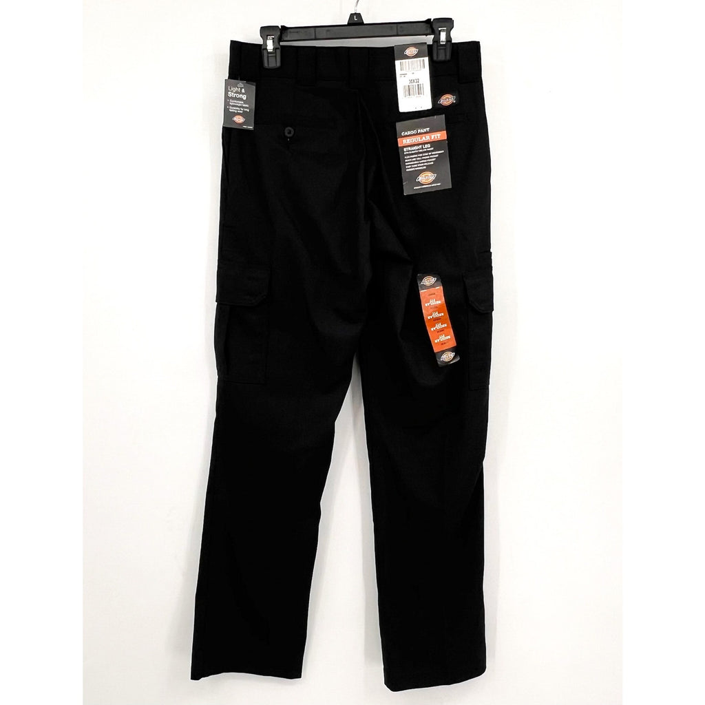 DICKIES Men's FLEX Regular Fit Cargo Pants 30x32 Black Stretch Straight Leg NWT