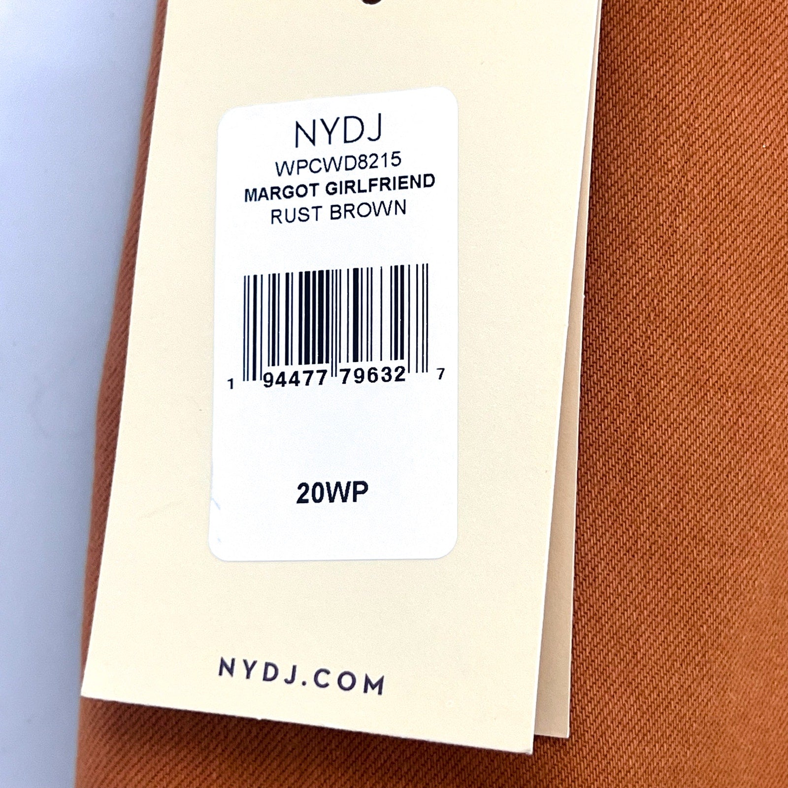 NYDJ Womens Margot Girlfriend Jeans Size 20W PETITE Rust Brown Straight Leg NWT