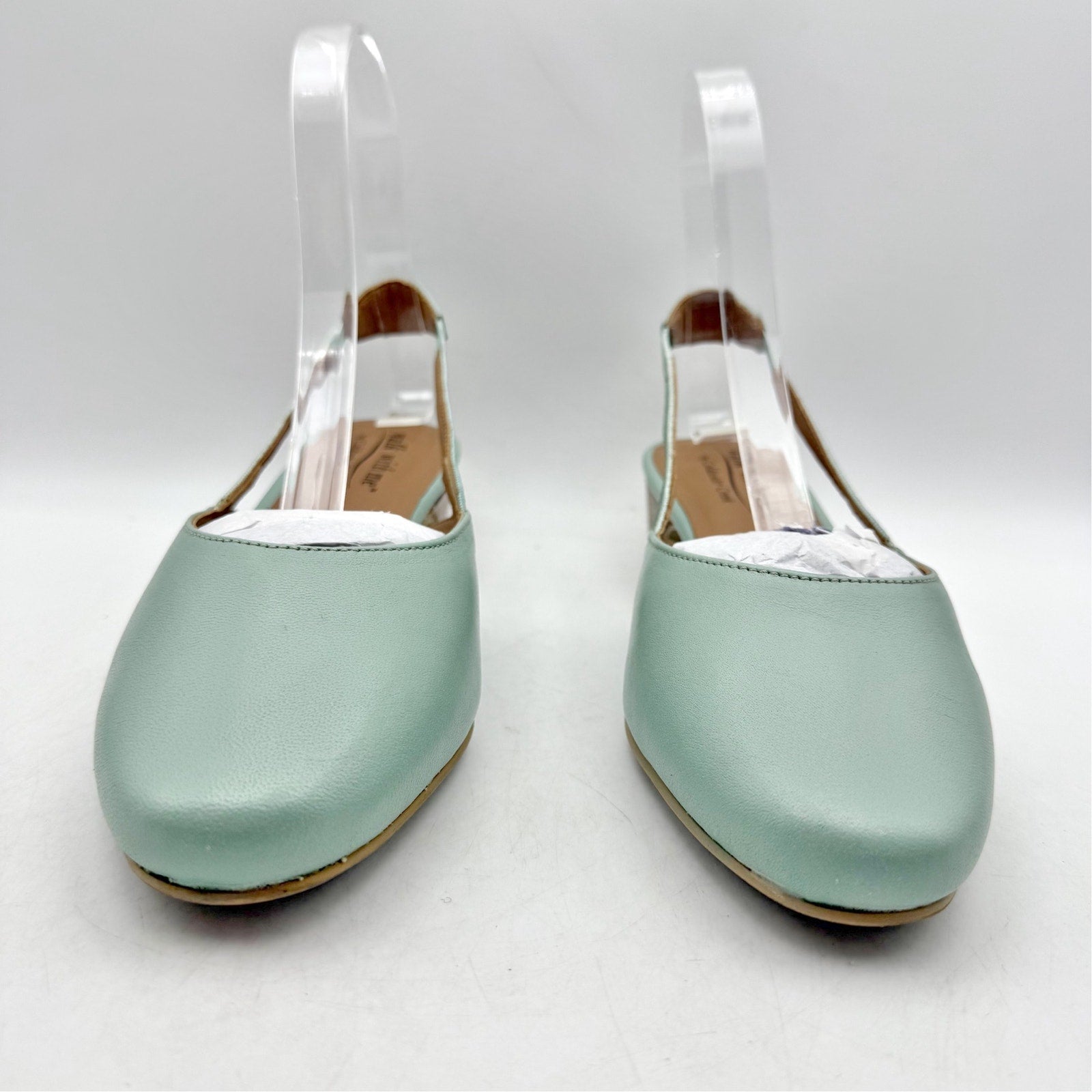 Coldwater Creek Womens Josie 2 Slingback Heels Size Size 9 Sea Green Leather NIB