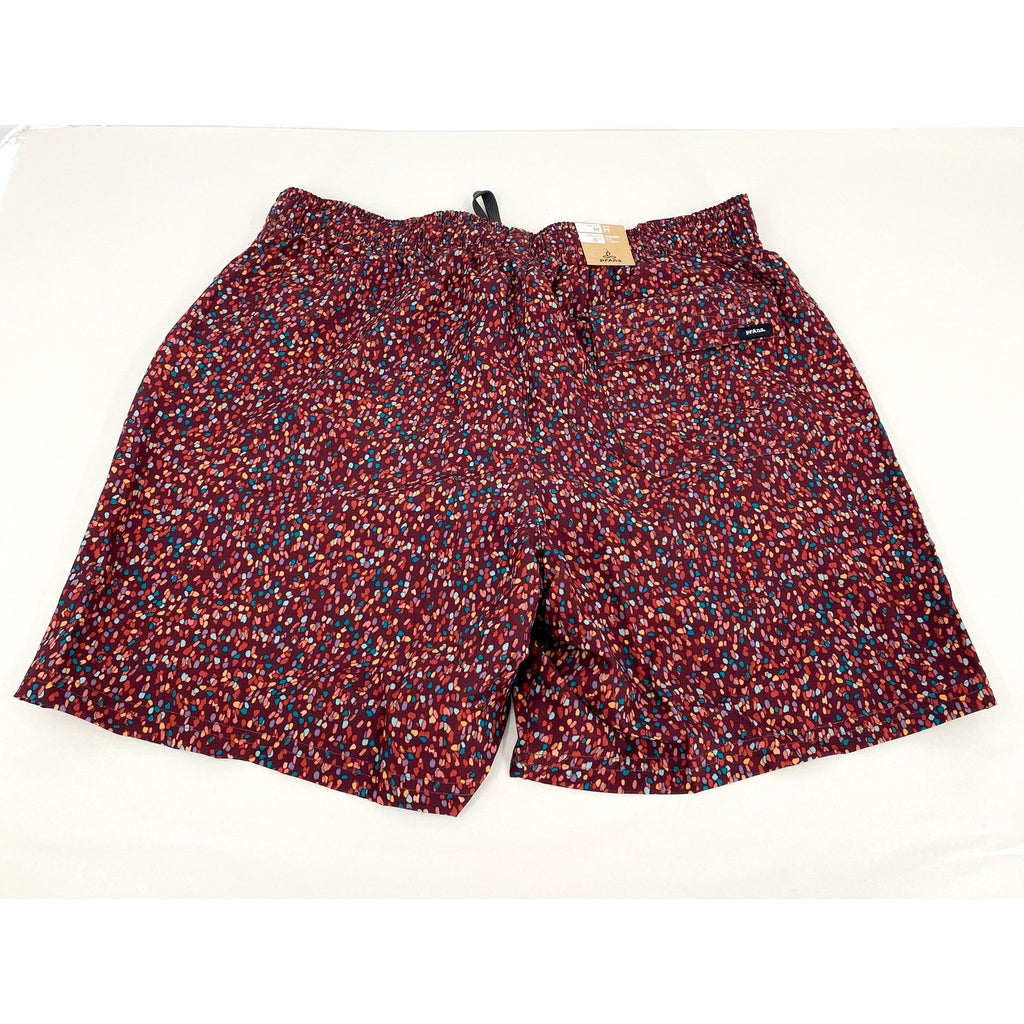 PRANA Men's Plunge Swim Shorts Medium Red Cacao Alotta Dots 6" Inseam Liner NWT