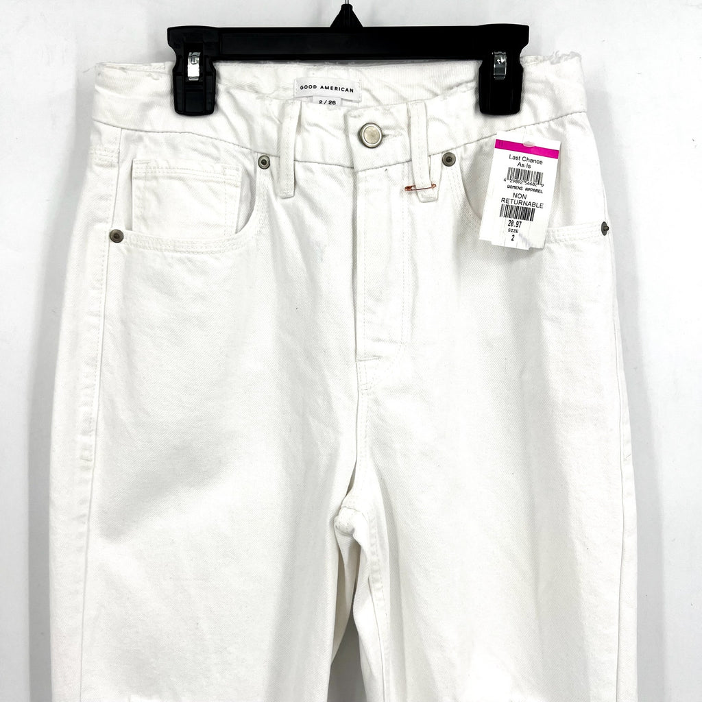 GOOD AMERICAN Good '90s Duster Natural Fray US Size 2 - 26 White Distressed NWOT