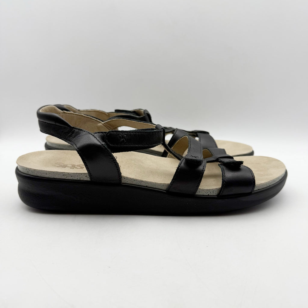 SAS Womens Sorrento Adjustable Comfort Sandals US 12 M Black Leather NIB