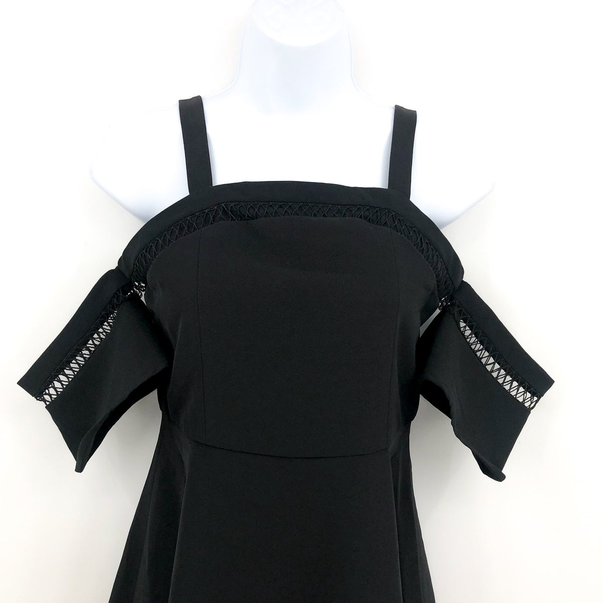 BARDOT JUNIOR Girls Isla Skater Dress Size 16 Black Cold Shoulder NWT